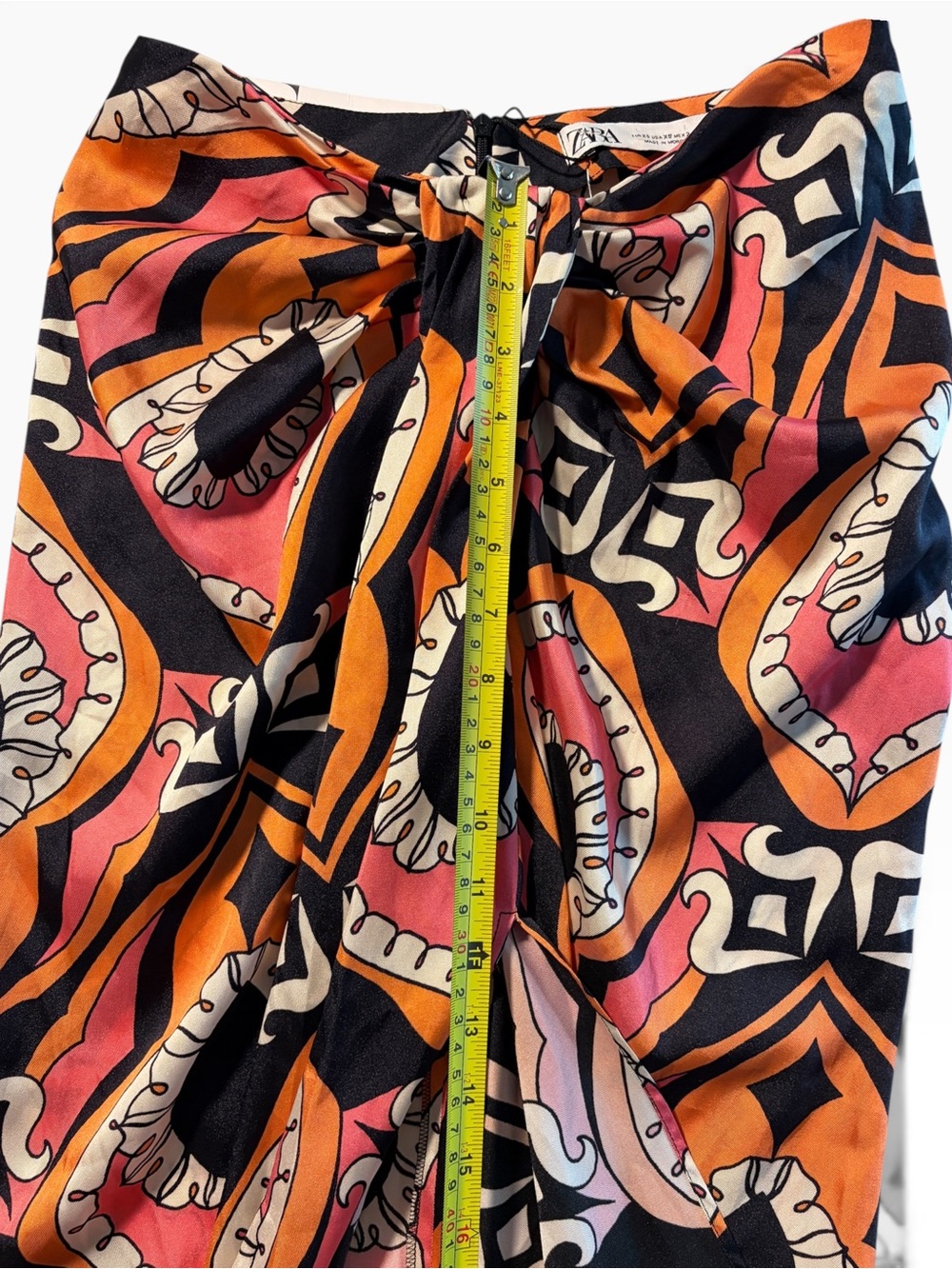 Zara NWT Multicolor Abstract Draped Midi Skirt XS - Picture 7 of 9